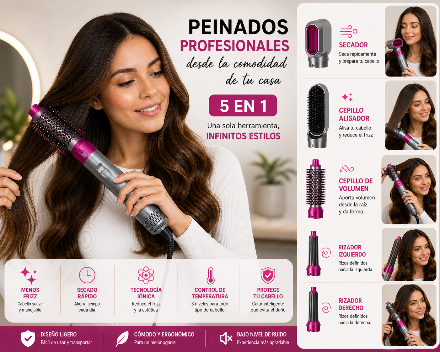 AirGlow Pro 5 en 1 – Multiestilizador Profesional